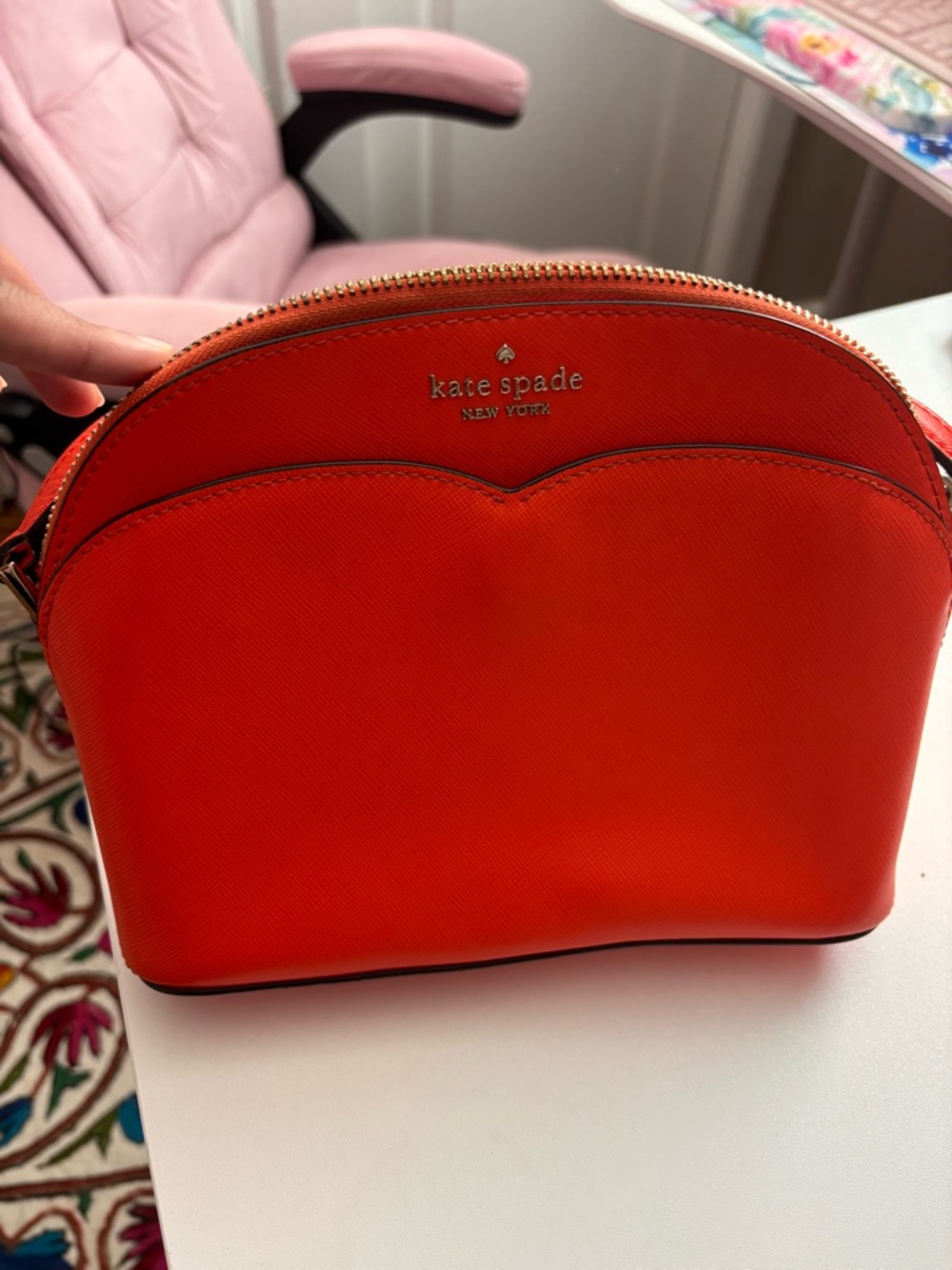 kate spade Orange Saffiano Dome Crossbody Bag